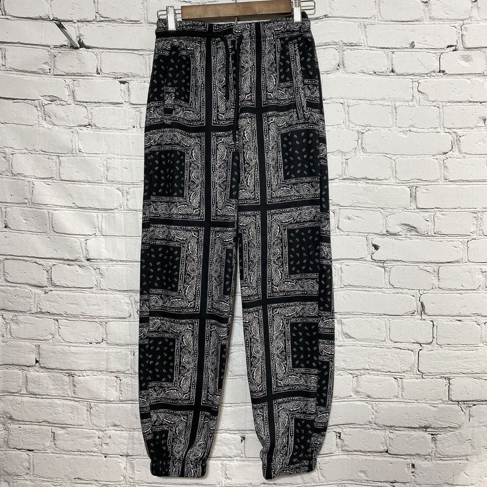 Wesc Conspiracy Unisex Jogger Pants Mens's XS Women's S Black Paisley Geometric